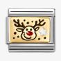 Nomination CLASSIC Gold Christmas Coloured Reindeer Charm 030289/11