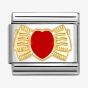 Nomination CLASSIC Stainless Steel & 18ct Yellow Gold Red Heart Bow Charm 030207/56