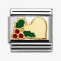 Nomination CLASSIC Gold Christmas Holly Heart Charm 030225/23