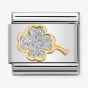 Nomination CLASSIC Gold Glitter 4-Leaf Clover Charm 030220/03 *
