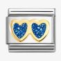 Nomination CLASSIC Double Blue Glitter Heart Charm 030220/11