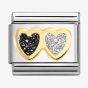 Nomination CLASSIC Double Black & Silver Glitter Hearts Charm 030220/15