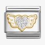 Nomination CLASSIC Silver Glitter Heart Angel Wings Charm 030220/23