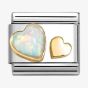 Nomination CLASSIC Gold Double Heart White Opal Charm 030520/10