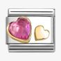 Nomination CLASSIC Gold Double Heart Pink Charm 030613/09