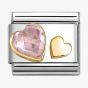 Nomination CLASSIC Yellow Gold Pink Cubic Zirconia Double Heart Charm 030613/06