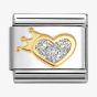 Nomination CLASSIC Stainless Steel & 18ct Yellow Gold Glitter Heart With Crown Charm 030220/24