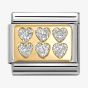 Nomination CLASSIC Stainless Steel & 18ct Yellow Gold Six Glitter Hearts Charm 030224/08