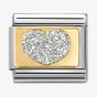 Nomination CLASSIC Stainless Steel & 18ct Yellow Gold Glitter Heart Charm 030224/09