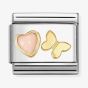 Nomination Classic Pink Coral Heart Gold Butterfly Charm 030523/12