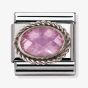 Nomination CLASSIC Silvershine Ornate Settings Oval Pink Charm 330604/003