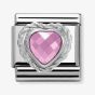 Nomination CLASSIC Silvershine Faceted Hearts Pink Cubic Zirconia Charm 330603/003