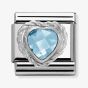 Nomination CLASSIC Silvershine Faceted Hearts Light Blue Cubic Zirconia Charm 330603/006