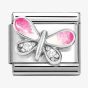Nomination CLASSIC Silvershine White Cubic Zirconia Pink Butterfly Charm 330321/09