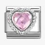 Nomination CLASSIC Silvershine Pink Cubic Zirconia Heart Beaded Setting Charm 330606/003