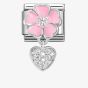 Nomination CLASSIC Pink Flower Heart Dropper Charm 331814/01