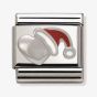 Nomination CLASSIC Silvershine Christmas Heart and Santa Hat Charm 330204/05K