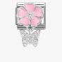 Nomination CLASSIC Silvershine Pink Flower Butterfly Dropper Charm 331814/02