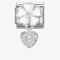 Nomination CLASSIC Silvershine White Flower Heart Dropper Charm 331814/04