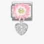 Nomination CLASSIC Silvershine Two Colour Pink Flower Heart Dropper Charm 331814/07