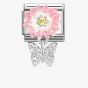 Nomination CLASSIC Silvershine Two Colour Pink Flower Butterfly Dropper Charm 331814/08