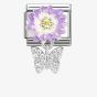 Nomination CLASSIC Silvershine Purple Flower Butterfly Dropper Charm 331814/11