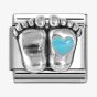 Nomination CLASSIC Silvershine Silver Blue Heart Baby Feet Charm 330204/30