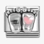 Nomination CLASSIC Silvershine Silver Pink Heart Baby Feet Charm 330204/31