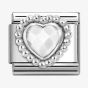 Nomination CLASSIC Silvershine White Opal Faceted Heart Beaded Setting Charm 330605/016