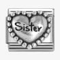 Nomination CLASSIC Silvershine Silver Beaded Heart Sister Charm 330101/81