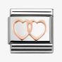Nomination CLASSIC Rose Gold Plates Double Hearts Charm 430104/08