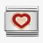Nomination CLASSIC Rose Gold Heart with Red Enamel Boarder Charm 430203/01