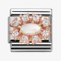 Nomination CLASSIC Rose Gold Cubic Zirconia and Pearl Traditional Cluster Charm 430308/12