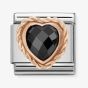 Nomination CLASSIC Rose Gold Faceted Heart Black Charm 430602/011
