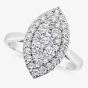 Platinum 1.00ct Diamond Navette Cluster Engagement Ring 10408/PL/DQ10