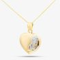 9ct Gold Rose Heart Pendant Necklace NBE040