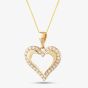 9ct Yellow Gold Cubic Zirconia Open Heart Necklace P1606Y