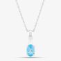 9ct White Gold Oval Cut Blue Topaz Necklace OJS0006P-SBT 9KW