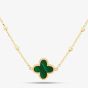 9ct Yellow Gold Green Malachite Clover Necklace 1.19.2240