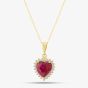 9ct Yellow Gold Red Cubic Zirconia Heart Halo Pendant Necklace NBD026YRU TRACEY9-18