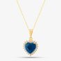 9ct Yellow Gold Blue Cubic Zirconia Heart Halo Pendant Necklace NBD026YSA TRACEY9-18