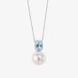 9ct White Gold Freshwater Pearl & Blue Topaz Pendant GP2400W GN151