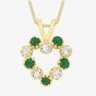 9ct Yellow Gold Green & White Cubic Zirconia Heart Necklace 1.62.7324