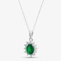 9ct White Gold Oval Cut Emerald & Cubic Zirconia Halo Necklace D152307WG