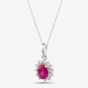 9ct White Gold Oval Cut Ruby & Cubic Zirconia Halo Necklace D152307WR