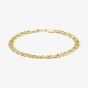 9ct Yellow Gold 18cm Diamond-Cut Double-Hollow Curb Chain Bracelet 1.23.5261