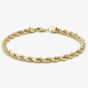 9ct Diamond Cut Rope Bracelet 7.5 Inch 1.26.7122