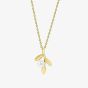9ct Yellow Gold Freshwater Pearl Triple Leaf Necklace GN417W