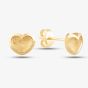 9ct Yellow Gold Satin Brushed Heart Stud Earrings SE872