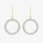 9ct Yellow Gold Textured Open Circle Dropper Earrings 1.58.2019